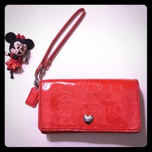 Coach signature Red leather wristlet